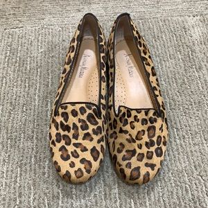 Neumann Marcus Leopard Print Loafers, Calf Fur, Size 7.5